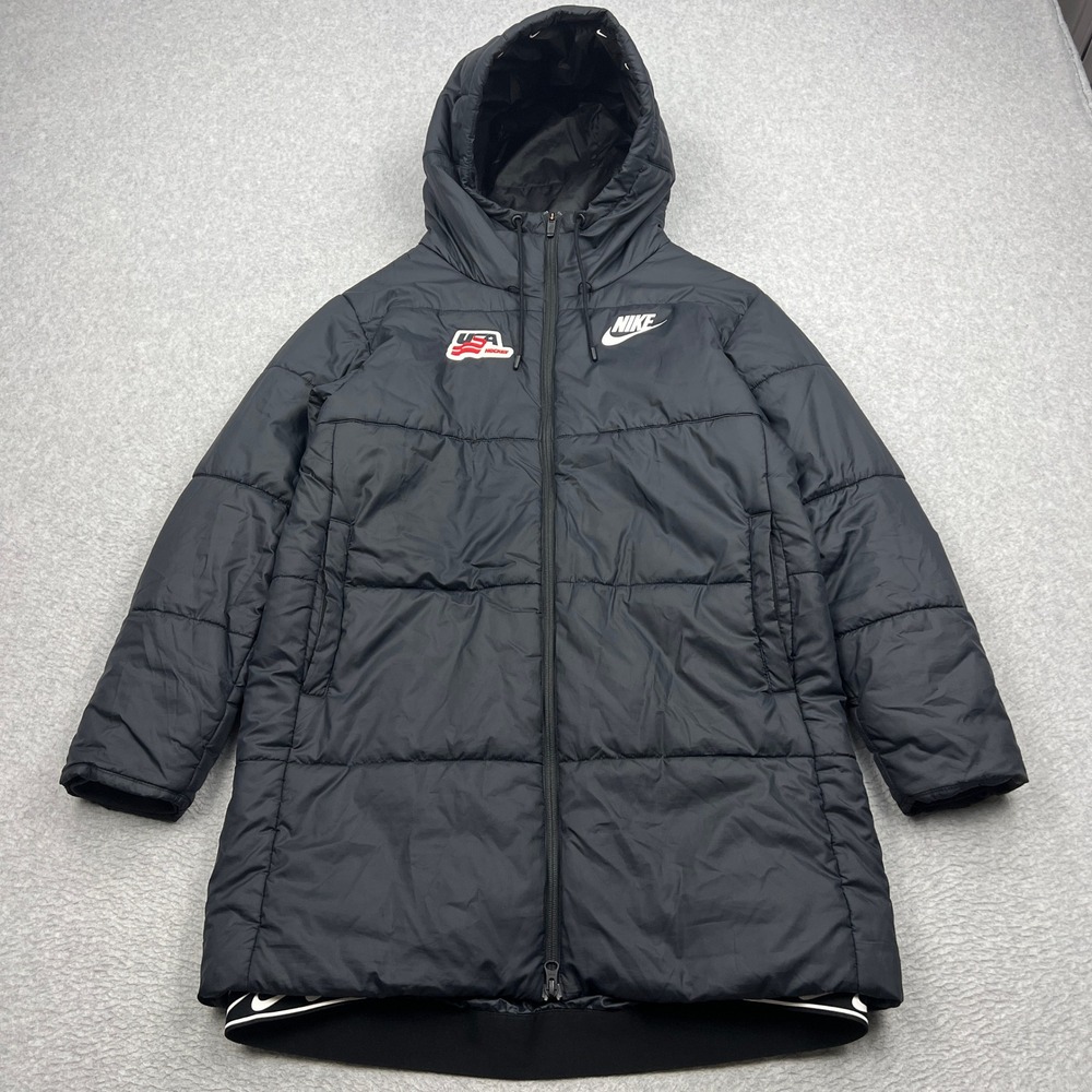 Nike Parka Womens Medium Black USA Hockey Hooded Synthetic Fill CJ7580β